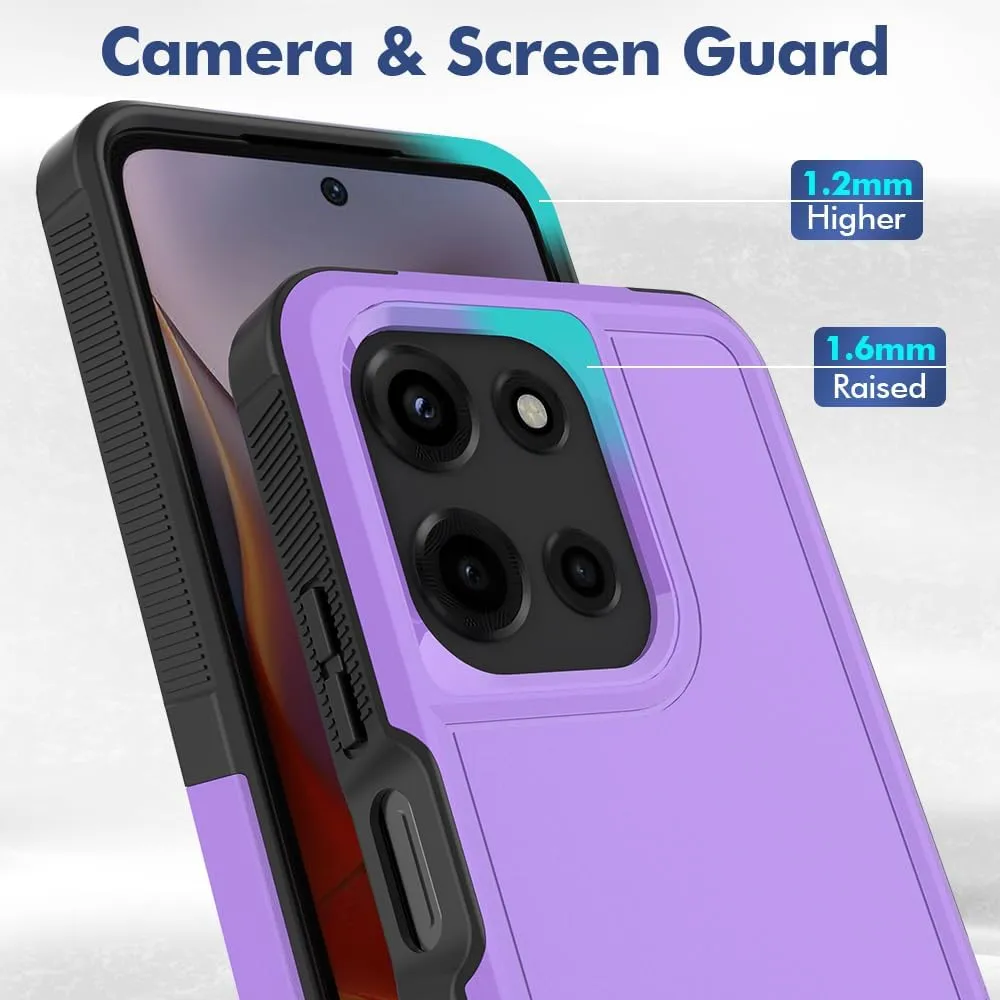 for Motorola Moto G 2025 Case: Dual Layer Protective Heavy Duty Cell Phone Cover Shockproof Rugged with HD Screen Protector - Military Protection Bumper Tough - Motorola Moto G 2025, Purple
