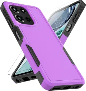 for Motorola Moto G 2025 Case: Dual Layer Protective Heavy Duty Cell Phone Cover Shockproof Rugged with HD Screen Protector - Military Protection Bumper Tough - Motorola Moto G 2025, Purple