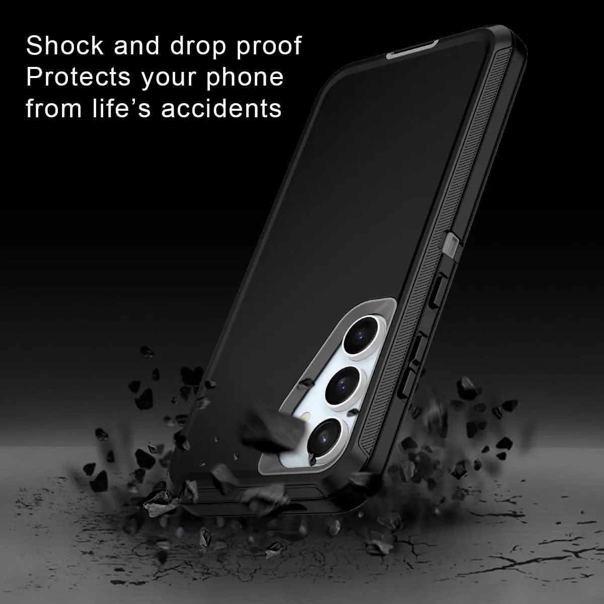 for Samsung Galaxy S24 FE 5G Case Shockproof Dust/Drop Proof 3-Layer Full Body Protection [Without Screen Protector] Rugged Heavy Duty Cover Case for Galaxy S24 FE 5G,Black/Grey