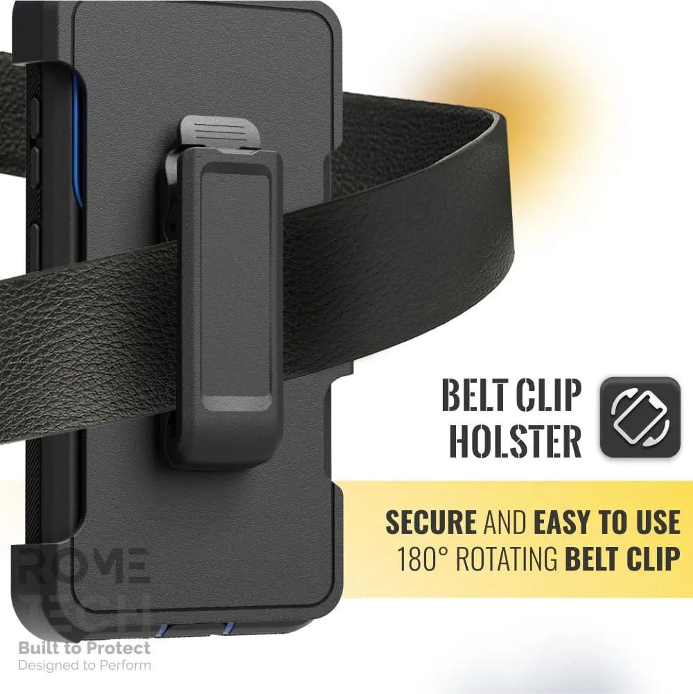for Samsung Galaxy S25  Case with Belt Clip Holster & Kickstand, Screenless Protective Dual-Layer Shockproof Phone Case for Galaxy S25 Plus - Black & Blue