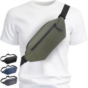 FORZAROCKET 3L Sling bag, EDC Large Crossbody Bag w/Extra Long Strap 66"- Men Women Fanny Pack w/Umbrella Compartment - for Errands, Travel & Hiking - Water-Resistant Everyday Belt Bag, Army Green