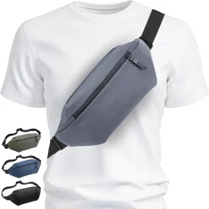 FORZAROCKET 3L Sling bag, EDC Large Crossbody Bag w/Extra Long Strap 66"- Men Women Fanny Pack w/Umbrella Compartment - for Errands, Travel & Hiking - Water-Resistant Everyday Belt Bag, Grey