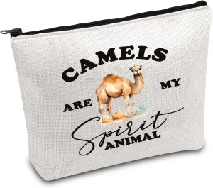 FOTAP Camels Gift Camel Lover Makeup Bag Camels Are My Spirit Animal Zipper Pouch Desert Animal Gift Desert Camels Quote Bag (CAMELS)