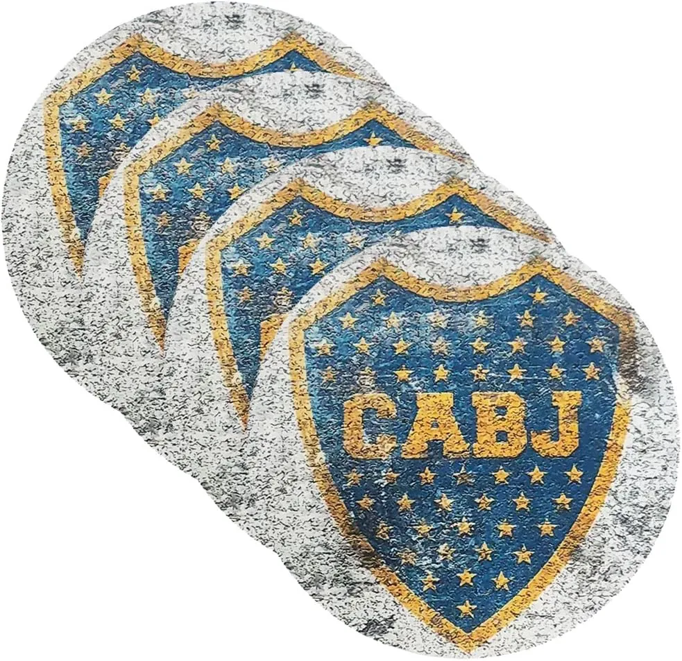 Four Round Coasters Glossy Custom Paint Effect Argentina Futbol Soccer League