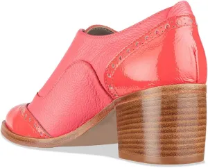 FOWT Women's Perforated Lace-Up Oxfords Almond Toe Mid Chunky Heel Brogues Casual Unisex Derby Saddle Shoes for Office Vacation Business US Size 4-16