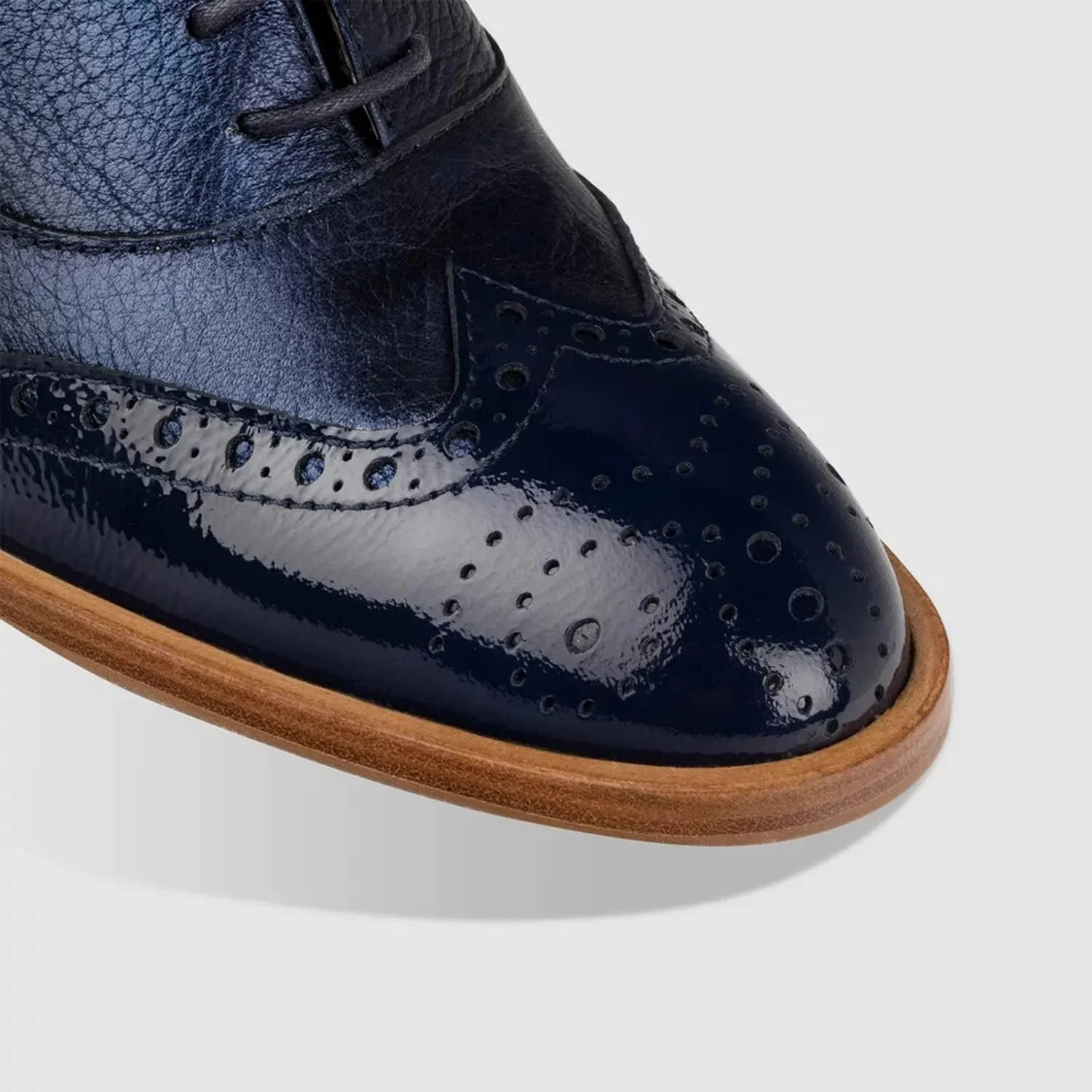 FOWT Women's Perforated Lace-Up Oxfords Almond Toe Mid Chunky Heel Brogues Casual Unisex Derby Saddle Shoes for Office Vacation Business US Size 4-16