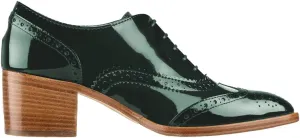 FOWT Women's Perforated Lace-Up Oxfords Almond Toe Mid Chunky Heel Brogues Casual Unisex Derby Saddle Shoes for Office Vacation Business US Size 4-16