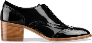 FOWT Women's Perforated Lace-Up Oxfords Almond Toe Mid Chunky Heel Brogues Casual Unisex Derby Saddle Shoes for Office Vacation Business US Size 4-16