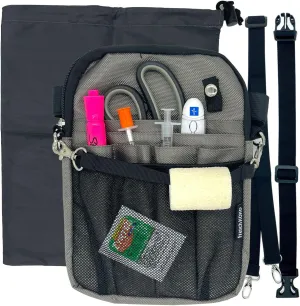 French KOKO Nursing Fanny Pack with Medical Gear Pockets, Tape Holder, and Utility Storage for Stethoscopes, Bandage Scissors, and Emergency Supplies, Student and Nurse Use (Grey)