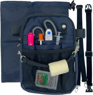 French KOKO Nursing Fanny Pack with Medical Gear Pockets, Tape Holder, and Utility Storage for Stethoscopes, Bandage Scissors, and Emergency Supplies, Student and Nurse Use (Navy)