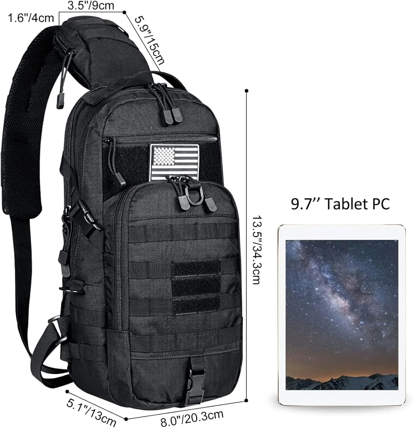 G4Free EDC Bag Tactical Sling Bag Backpack Molle Chest Shoulder Assault Pack Rectangular Outdoor Daypack