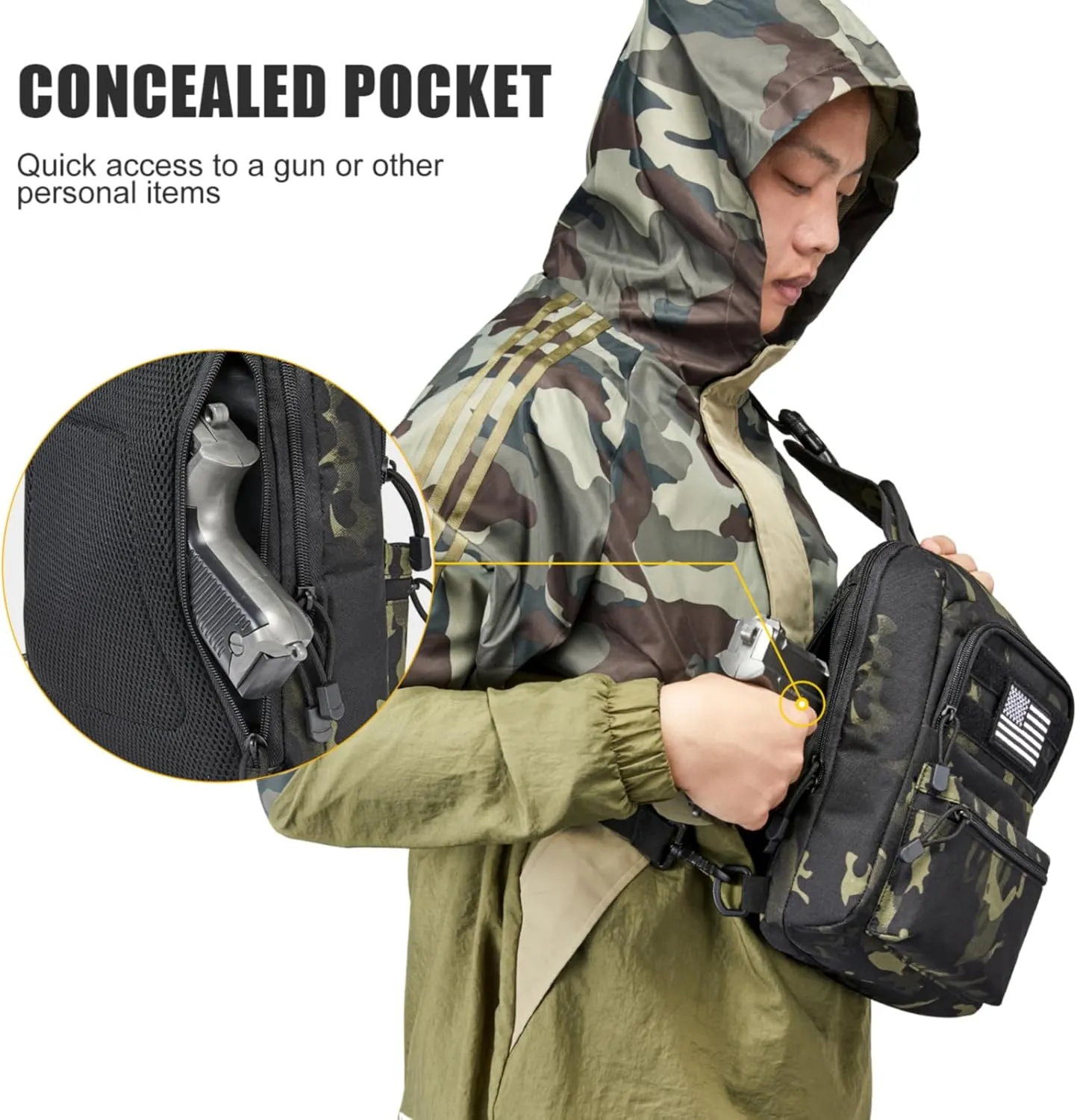 G4Free Tactical Sling Bag Backpack EDC Concealed Carry Bag Military Small Crossbody Shoulder Chest Pack