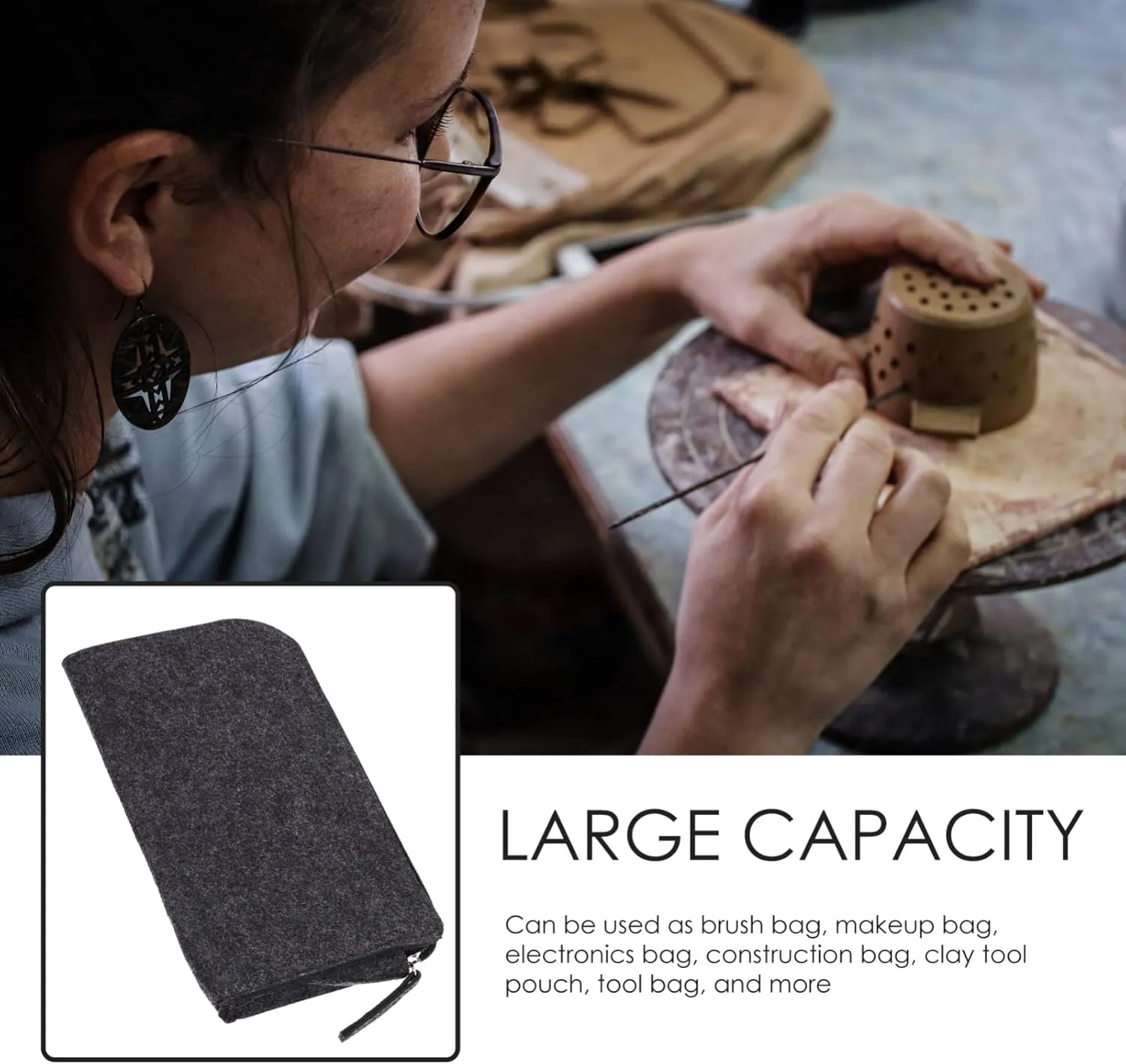 Gadpiparty Felt Tool Storage Bag for Clay Sculpture Tools Durable Organizer for Knives Pliers and Accessories Lightweight Design Easy to Carry for Artists and