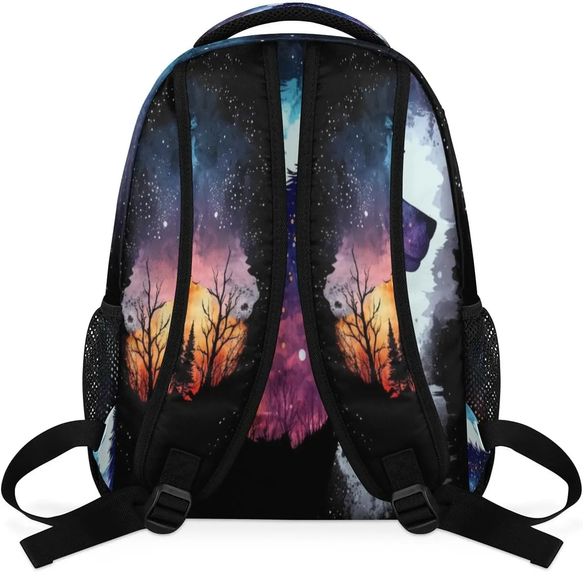 Galaxy Wolf Backpack for Girls Boys Kids Forest Wolf 16inch Laptop Backpacks Lightweight Waterproof School Bookbag Travel Daypack Computer College Bag Gym Rucksack for Work School Women Men