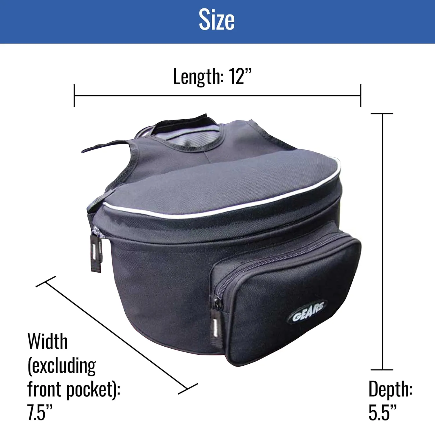 GEARS Large Handlebar Bag for Snowmobile, Sled, ATV - Fanny Pack Storage Pouch for Everyday Carry - Water-resistant Holder for Cell Phone, Camera, Paperwork, Gloves, Maps, Snacks etc.
