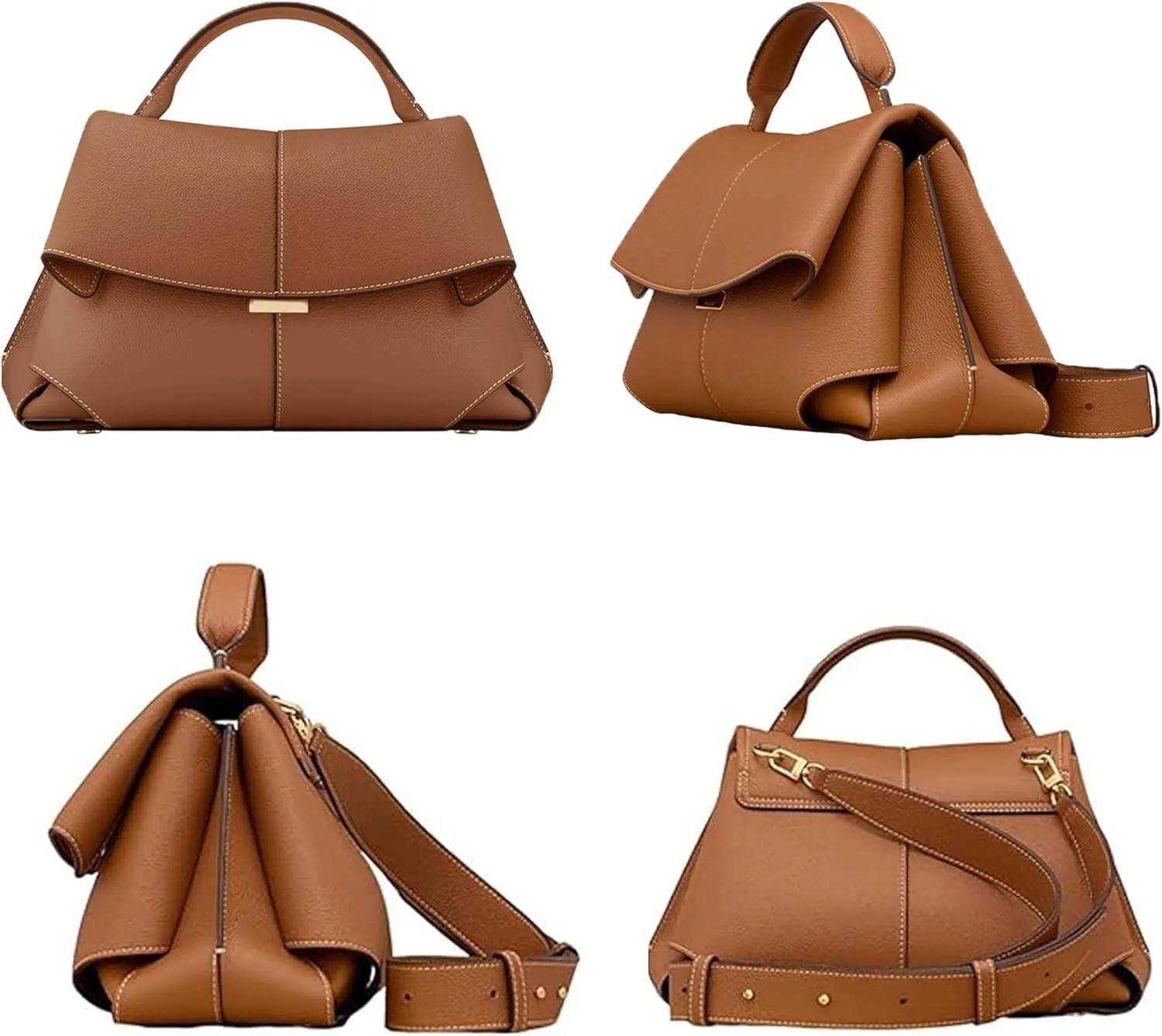 Genuine Leather Handbag for Women, Top Handle Bag, Designer Shoulder Bag Crossbody, Fashion Hobo with Adjustable Strap.