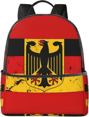 Germany Coat of Arms German Flag Casual Backpacks Laptop Backpack Carry-on Daypack Sports Travel Rucksack Lightweight Working Bag for Outdoor Hiking Cycling Walking