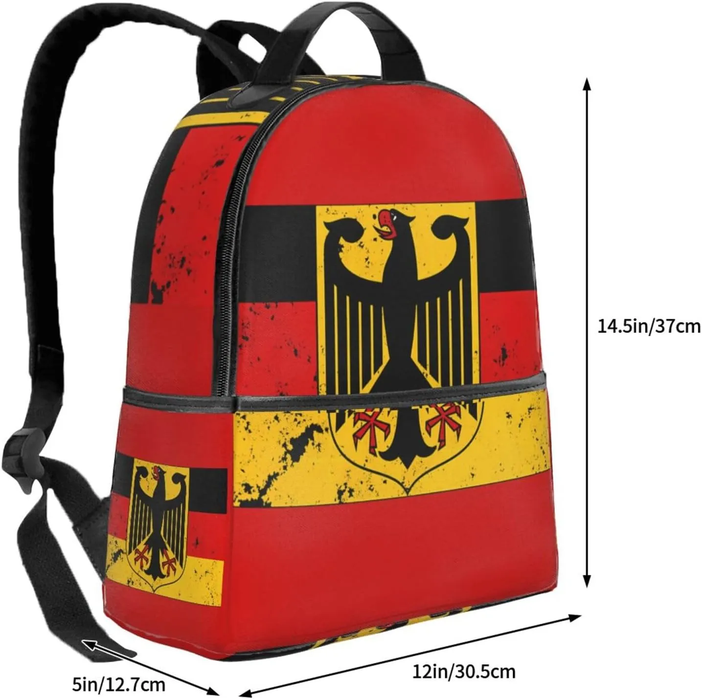 Germany Coat of Arms German Flag Casual Backpacks Laptop Backpack Carry-on Daypack Sports Travel Rucksack Lightweight Working Bag for Outdoor Hiking Cycling Walking