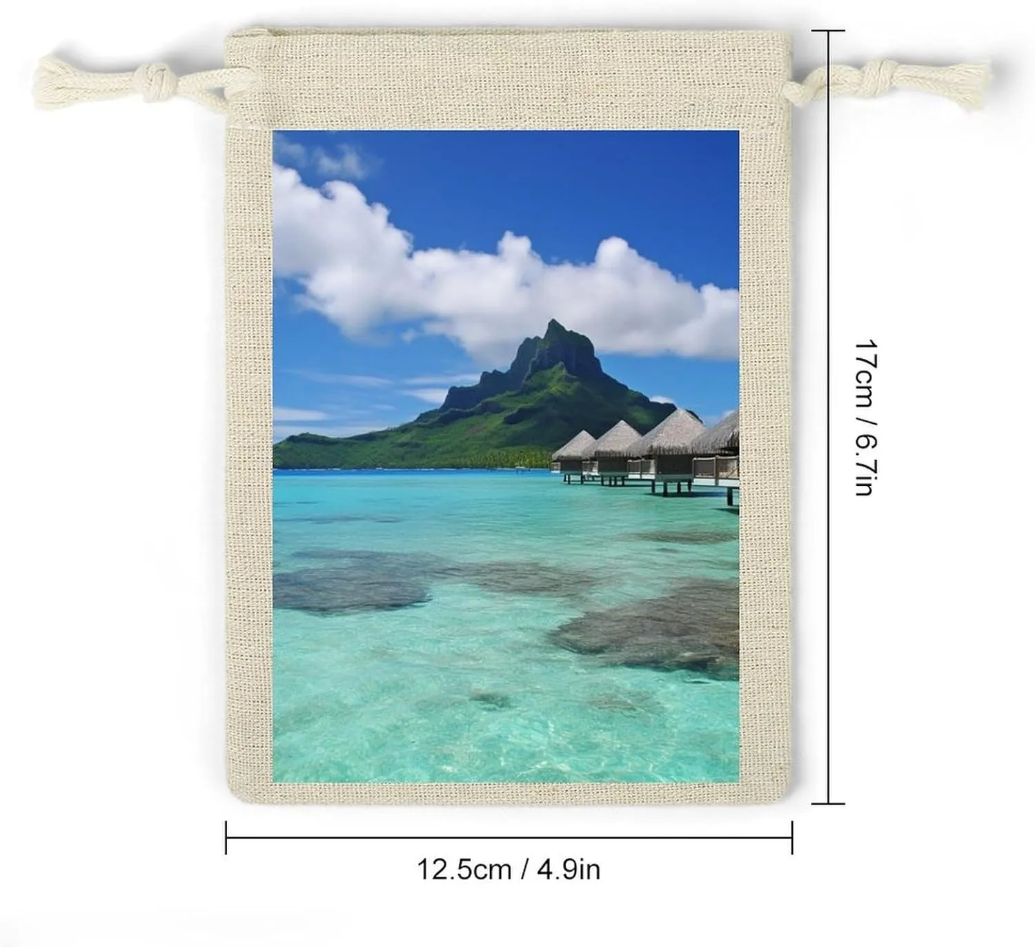 GHBNK Tahiti Beach Burlap Bags 8PC Drawstring Bags Small Burlap Gift Pouches for Jewelry,Travel Storage