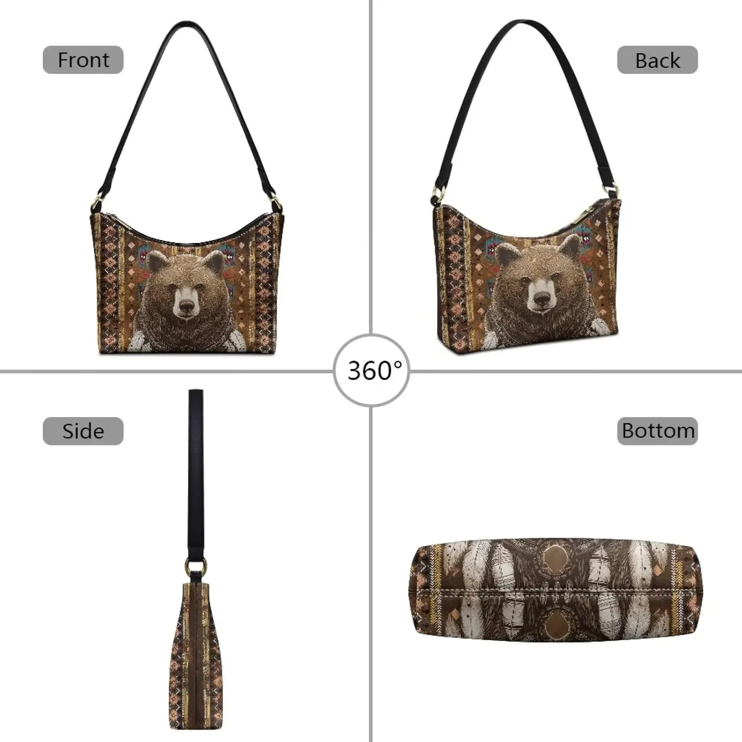 GIFTPUZZ Women Underarm Shoulder Bag Trendy Leather Purse with Top Handle Internal Pocket and Zipper Closure Waterproof