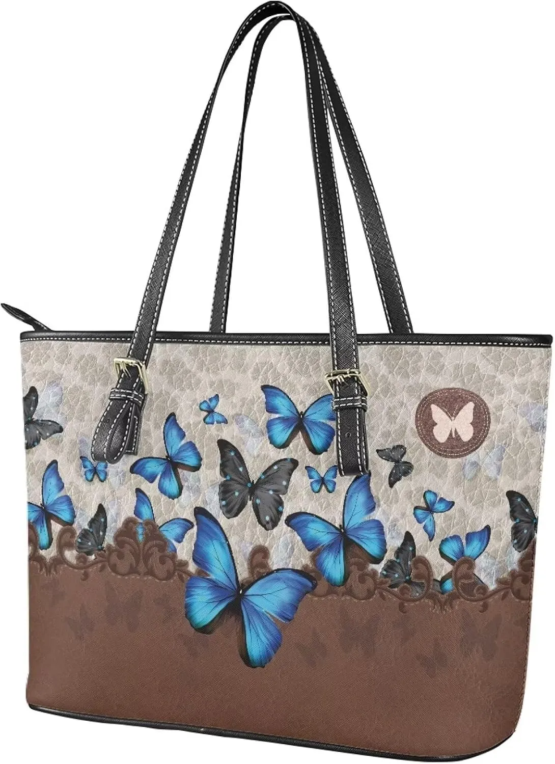 GIFTPUZZ Women's Tote Bag Leather Shoulder Bag Large Purse with Adjustable Strap and Zipper Closure Waterproof