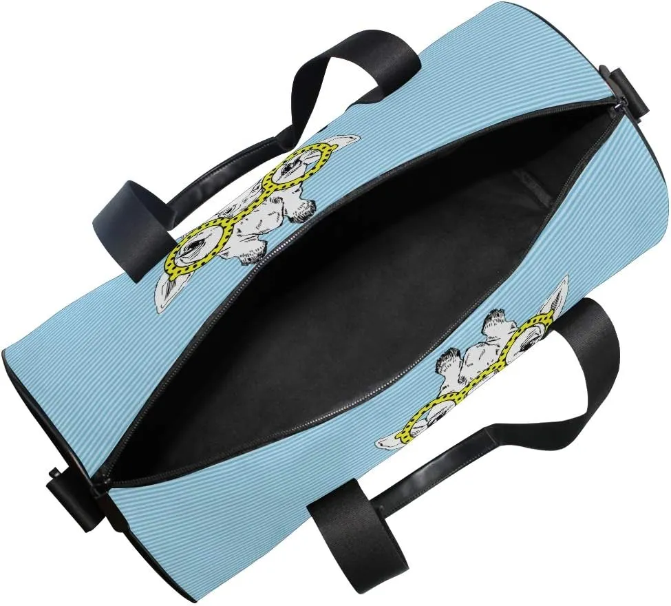 Giraffes In Funky Glasses Hand Drawn Graphic Duffel Bag,Canvas Travel Bag for Gym Sports and Overnight