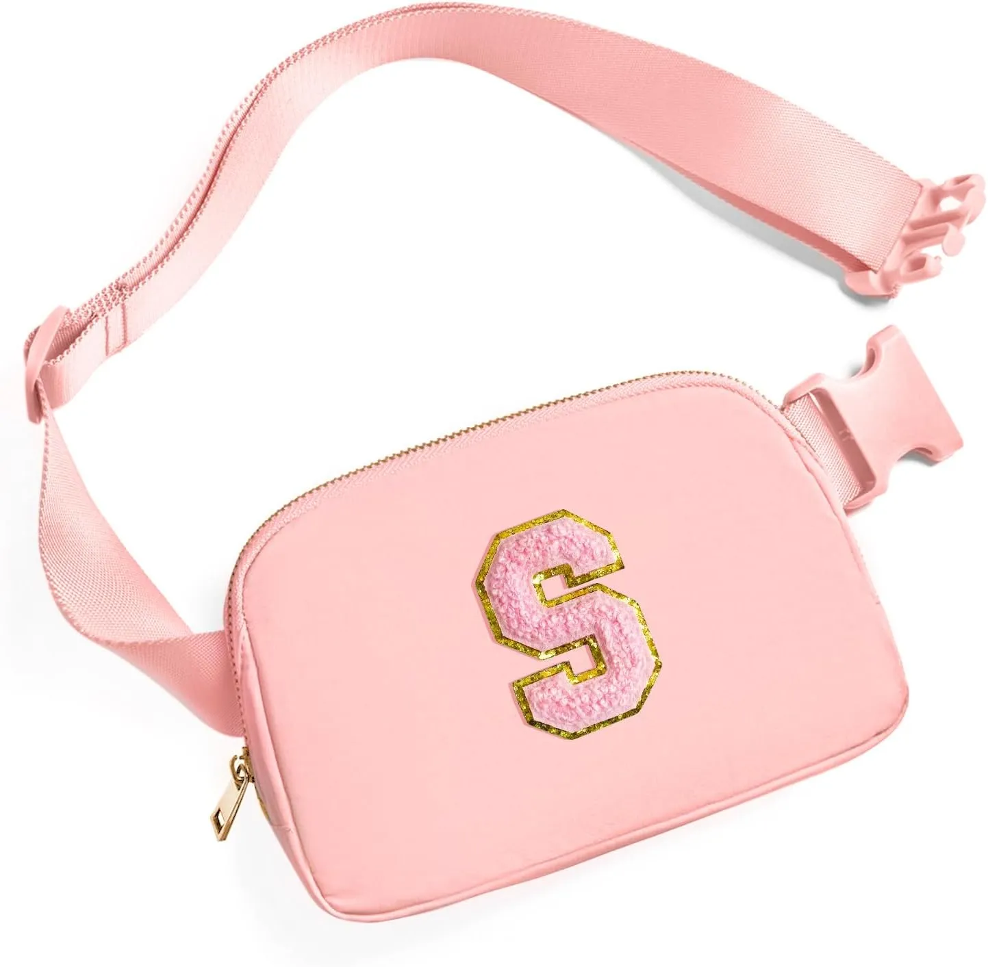 Gitus Customizable Gifts for Girls Age 6-8 8-10 Belt Bag Fanny Pack with Initial for Girls Birthday Gifts for Teenager Girls Teen Girl Gifts Trendy Stuff （Light Pink-S）