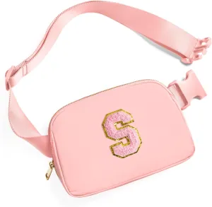 Gitus Customizable Gifts for Girls Age 6-8 8-10 Belt Bag Fanny Pack with Initial for Girls Birthday Gifts for Teenager Girls Teen Girl Gifts Trendy Stuff （Light Pink-S）