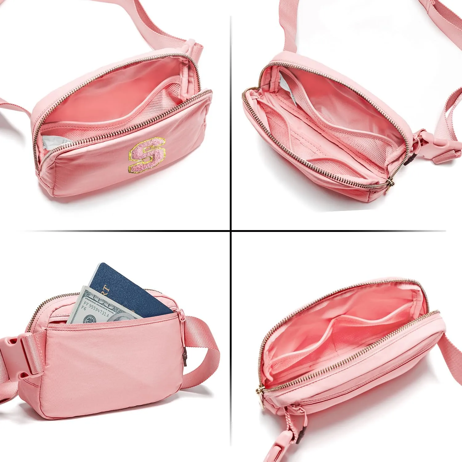 Gitus Customizable Gifts for Girls Age 6-8 8-10 Belt Bag Fanny Pack with Initial for Girls Birthday Gifts for Teenager Girls Teen Girl Gifts Trendy Stuff （Light Pink-S）
