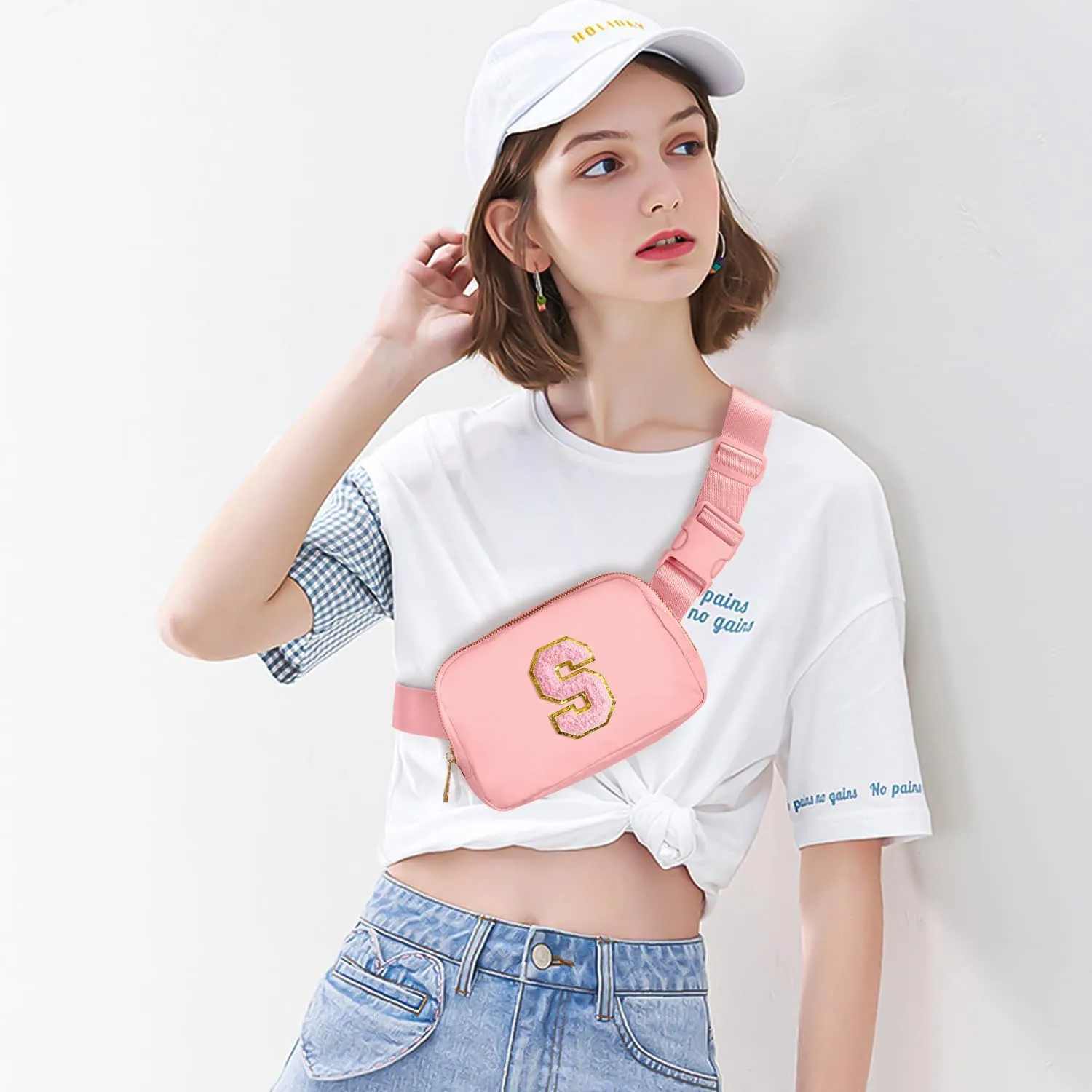 Gitus Customizable Gifts for Girls Age 6-8 8-10 Belt Bag Fanny Pack with Initial for Girls Birthday Gifts for Teenager Girls Teen Girl Gifts Trendy Stuff （Light Pink-S）
