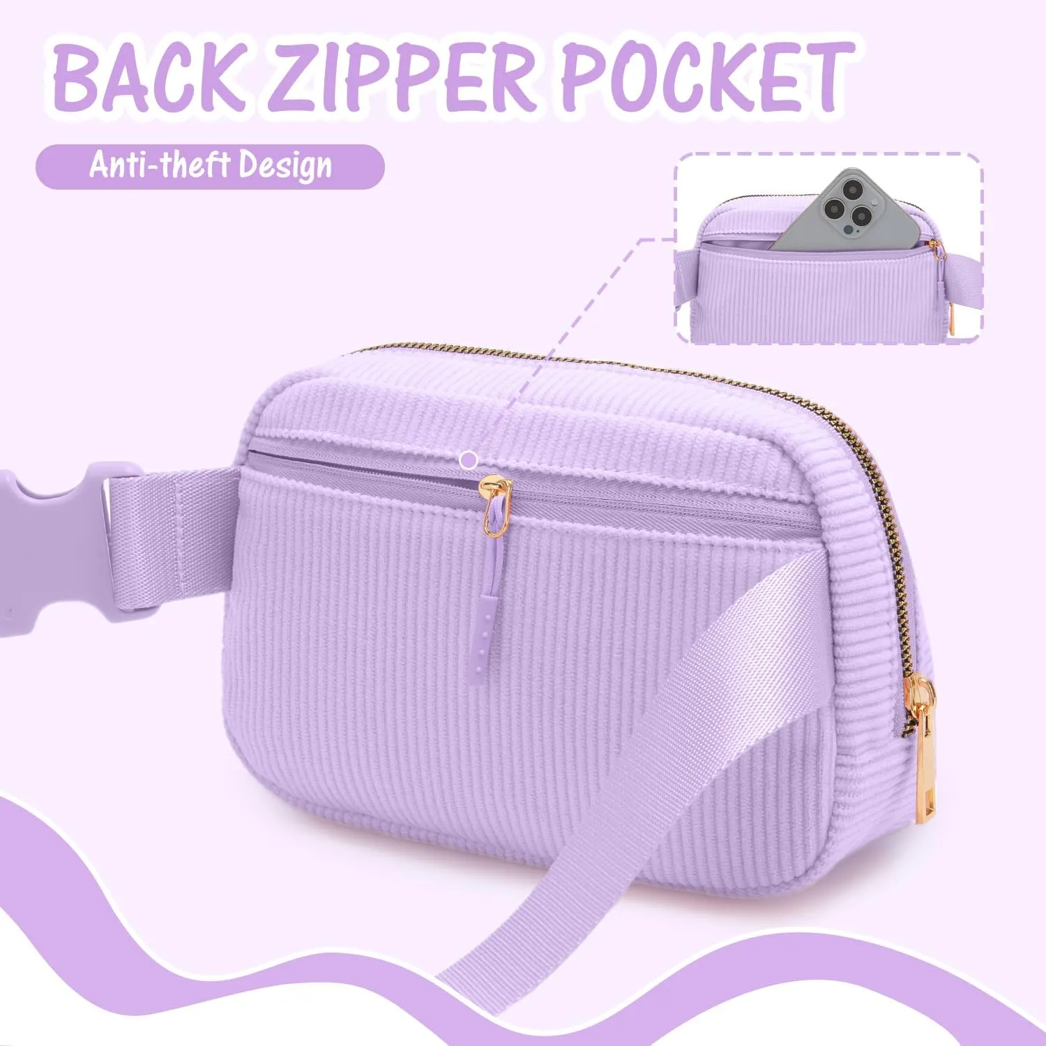 Gitus Girls Birthday Gifts - Initial Fanny Pack Belt Bag for Teen Girls - Trendy Personalized Preppy Stuff (Lavender-S)