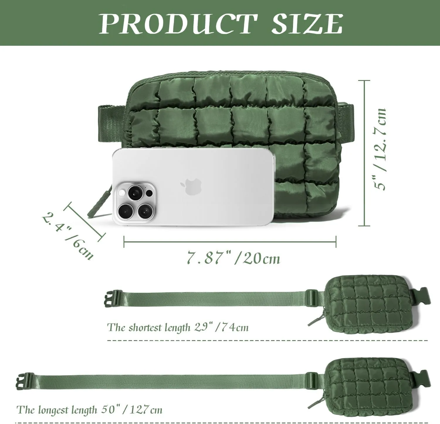 Gitus Trending Gifts for Women Puffer Crossbody Bags for Women Belt Bag Fanny Pack with Adjustable Straps Lightweight Quilted Puffy Bag Woman Gifts (Green)