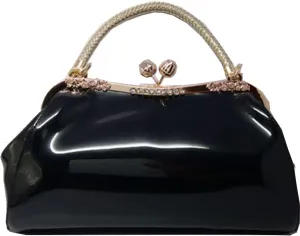 Glossy Patent Leather Handbag for Women Top Handle Tote Bag Evening Shoulder Bag Wedding Satchel Retro Purse