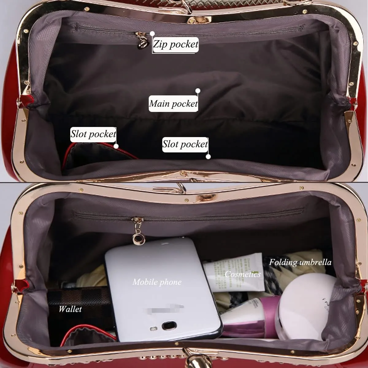 Glossy Patent Leather Handbag for Women Top Handle Tote Bag Evening Shoulder Bag Wedding Satchel Retro Purse