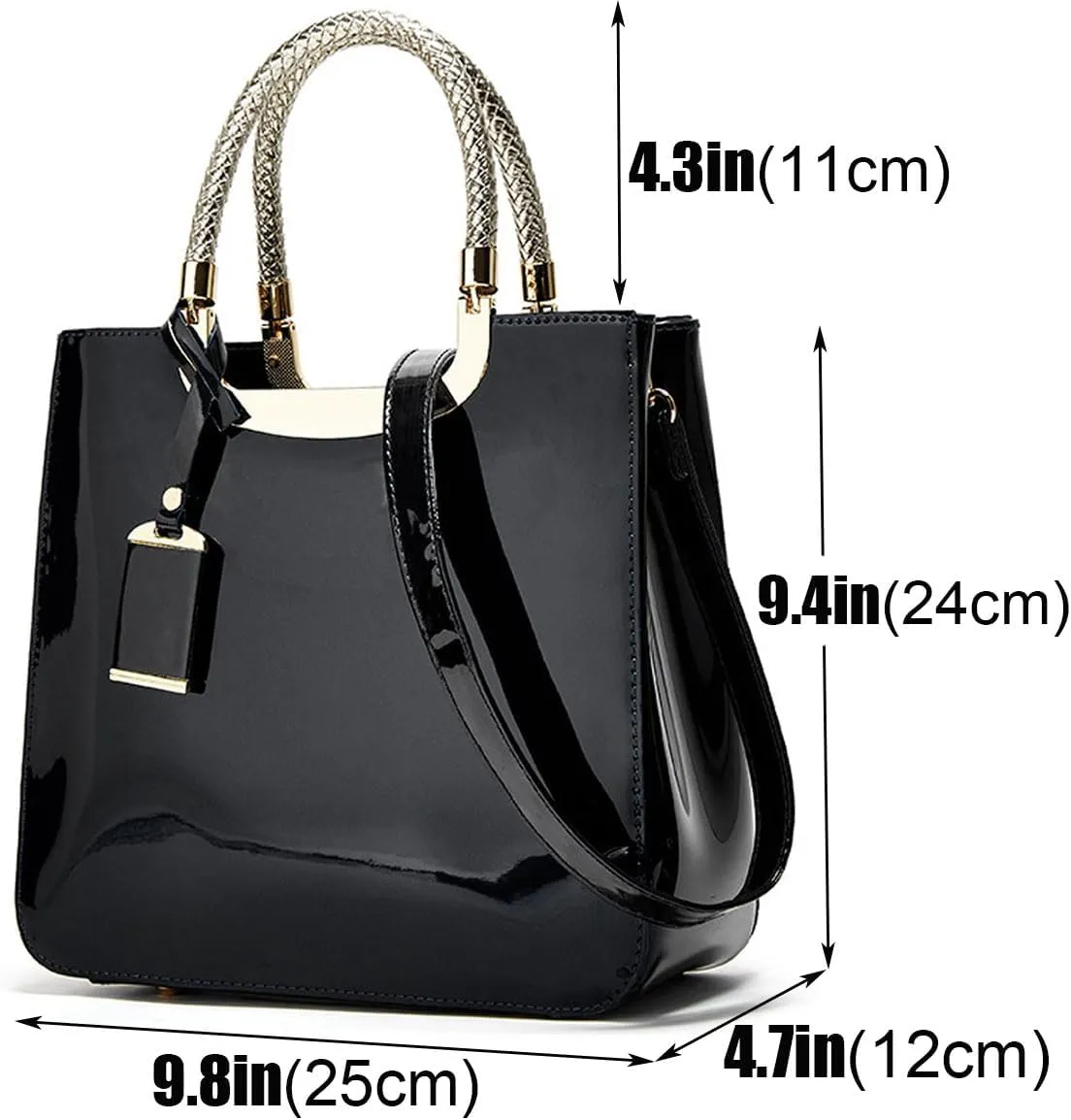 Glossy Patent Leather Women Handbag Shiny Shoulder Bag Evening Purse Style Top-Handle Bag Crossbody Satchel Party