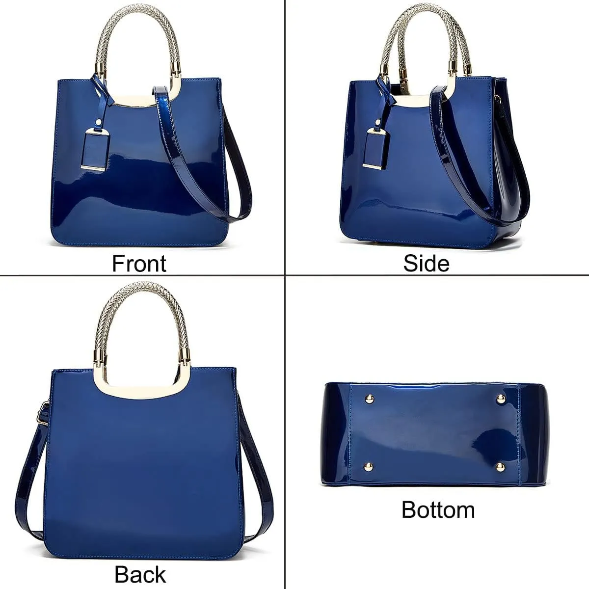 Glossy Patent Leather Women Handbag Shiny Shoulder Bag Evening Purse Style Top-Handle Bag Crossbody Satchel Party