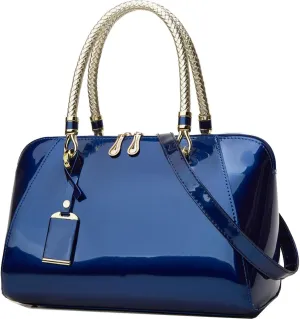 Glossy Women Handbag Patent Leather Large Size Top-Handle Bag Shiny Shoulder Bag Tote Evening Purse Party Satchel