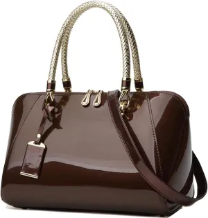 Glossy Women Handbag Patent Leather Large Size Top-Handle Bag Shiny Shoulder Bag Tote Evening Purse Party Satchel