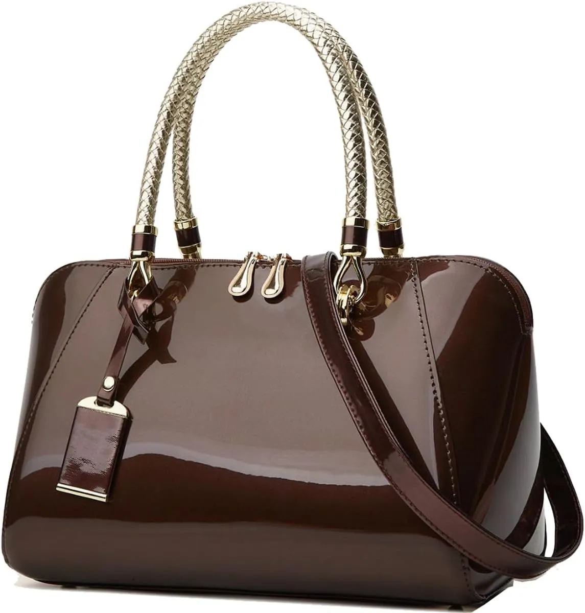 Glossy Women Handbag Patent Leather Large Size Top-Handle Bag Shiny Shoulder Bag Tote Evening Purse Party Satchel