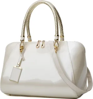 Glossy Women Handbag Patent Leather Large Size Top-Handle Bag Shiny Shoulder Bag Tote Evening Purse Party Satchel