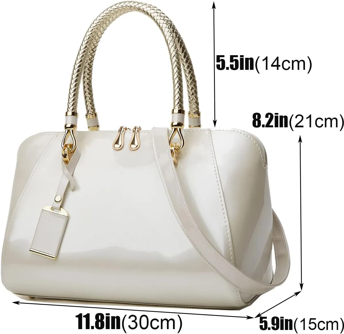 Glossy Women Handbag Patent Leather Large Size Top-Handle Bag Shiny Shoulder Bag Tote Evening Purse Party Satchel
