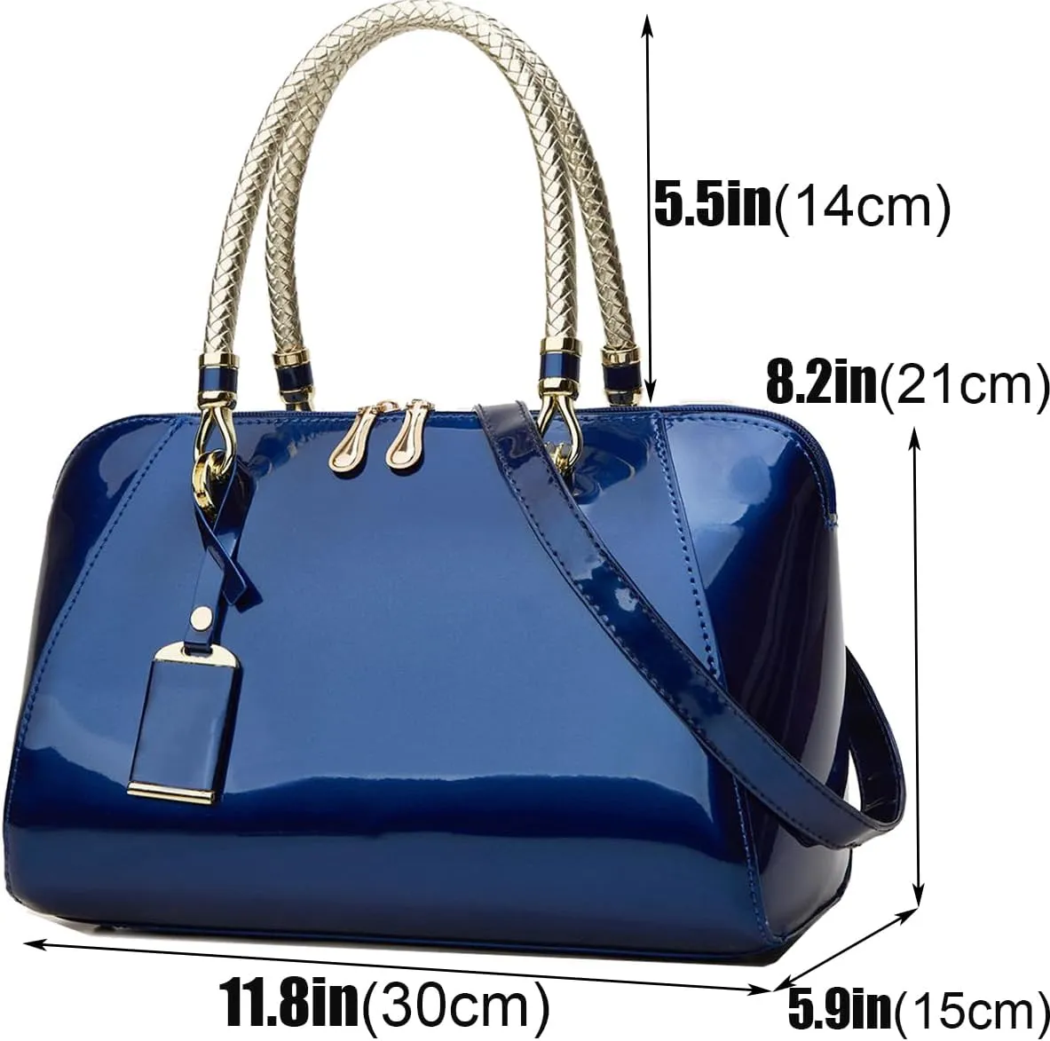 Glossy Women Handbag Patent Leather Large Size Top-Handle Bag Shiny Shoulder Bag Tote Evening Purse Party Satchel