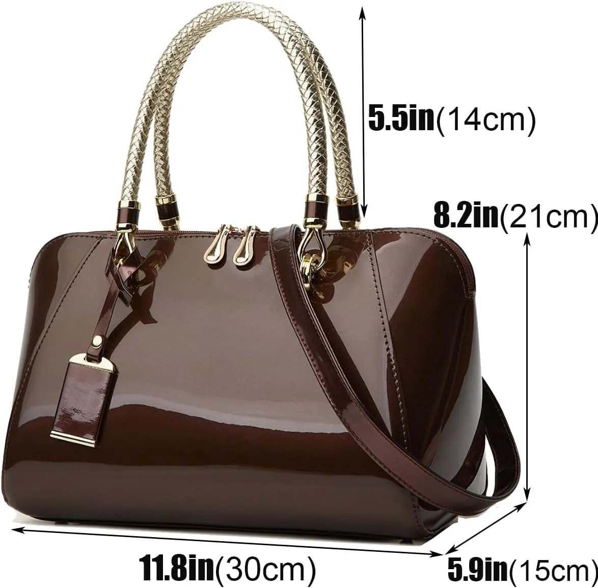 Glossy Women Handbag Patent Leather Large Size Top-Handle Bag Shiny Shoulder Bag Tote Evening Purse Party Satchel