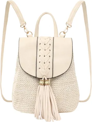 Goclothod Women Vintage Backpack Bohemian Rucksack Drawstring Shoulder Bag Casual Daypack