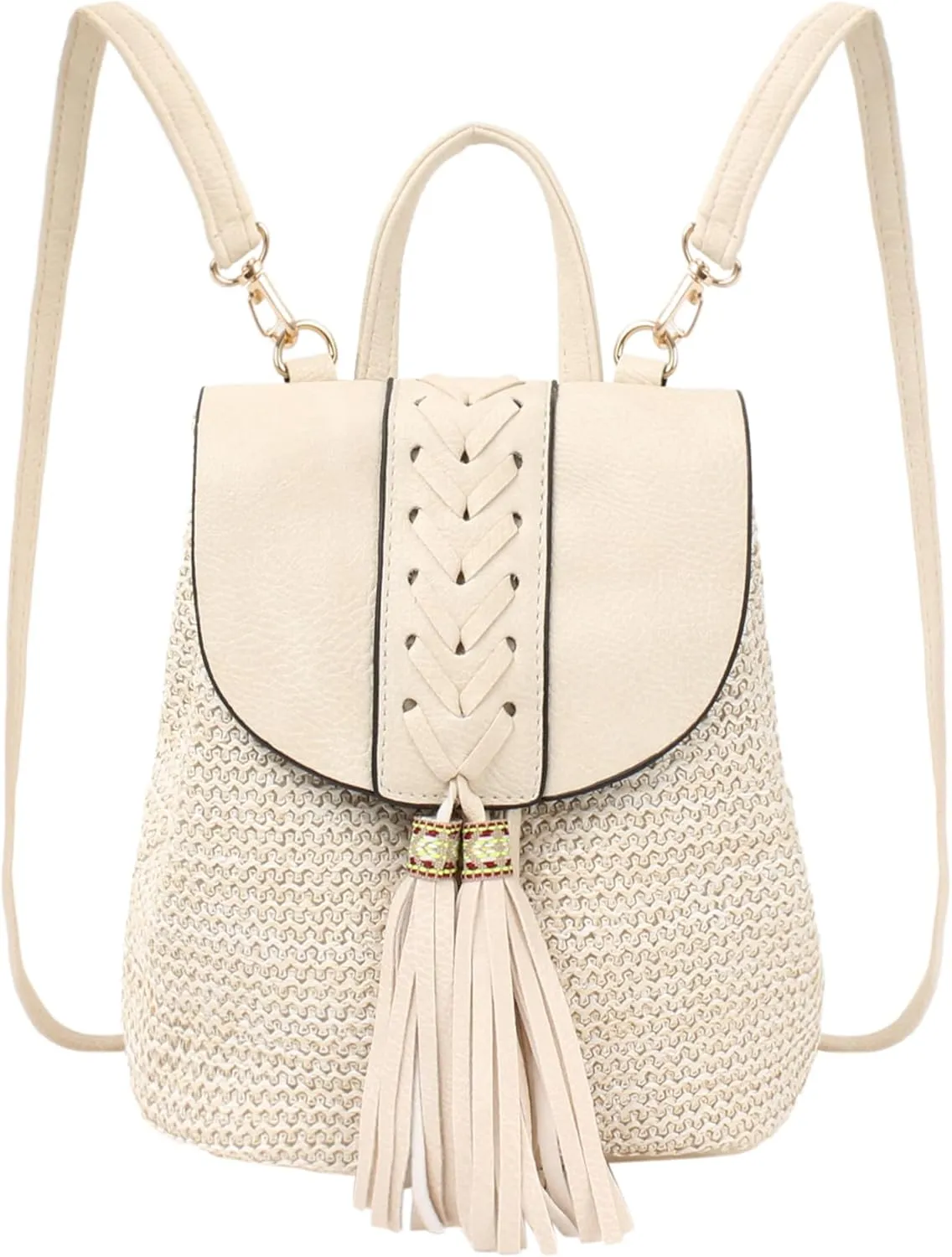 Goclothod Women Vintage Backpack Bohemian Rucksack Drawstring Shoulder Bag Casual Daypack
