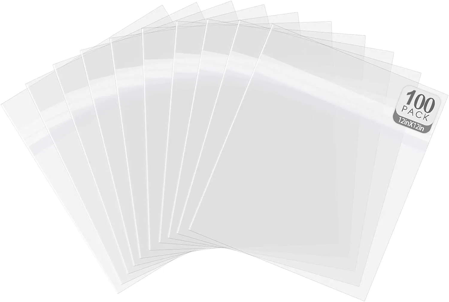 Golden State Art, 100 Pack Clear Bags for Mats, Pictures, Acid-Free, 12-11/16" x 12-3/8"