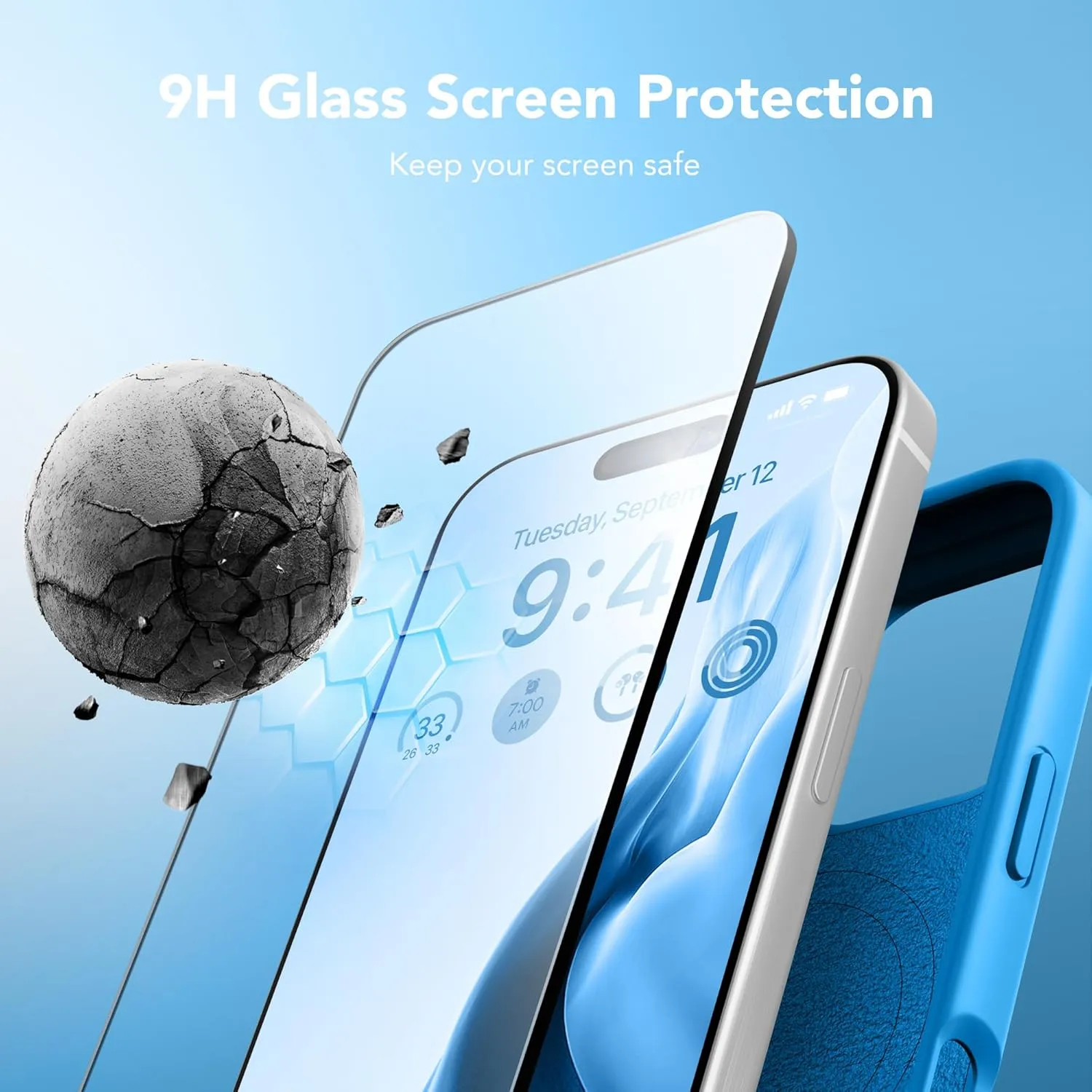 GONEZ Magnetic for iPhone 16 Pro Case, Compatible with MagSafe, [Screen Protector   Camera Lens Protector], Silicone Shockproof Anti-Scratch Protective Phone Case 6.3 inch, Wave Blue