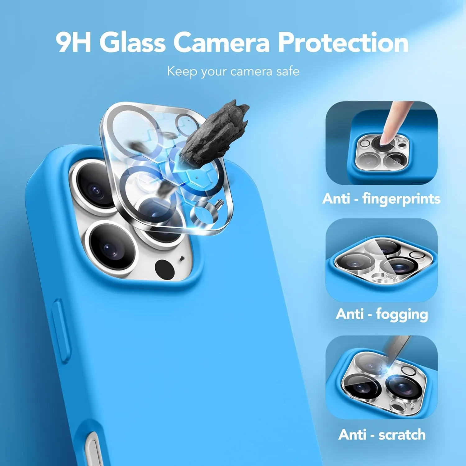 GONEZ Magnetic for iPhone 16 Pro Case, Compatible with MagSafe, [Screen Protector   Camera Lens Protector], Silicone Shockproof Anti-Scratch Protective Phone Case 6.3 inch, Wave Blue