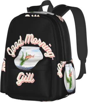 Good Morning Gill Laptop Backpack Shoulder Bag Laptop Pack Travel Backpacks Commuter Back Pack Casual Daypack Bags With Side Pockets