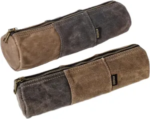 Gootium Waxed Canvas Pencil Pouch Set - Vintage Zippered Stationery Organizer for Pens, Pencils, and Accessories Handmade Multi-Purpose Utility Case